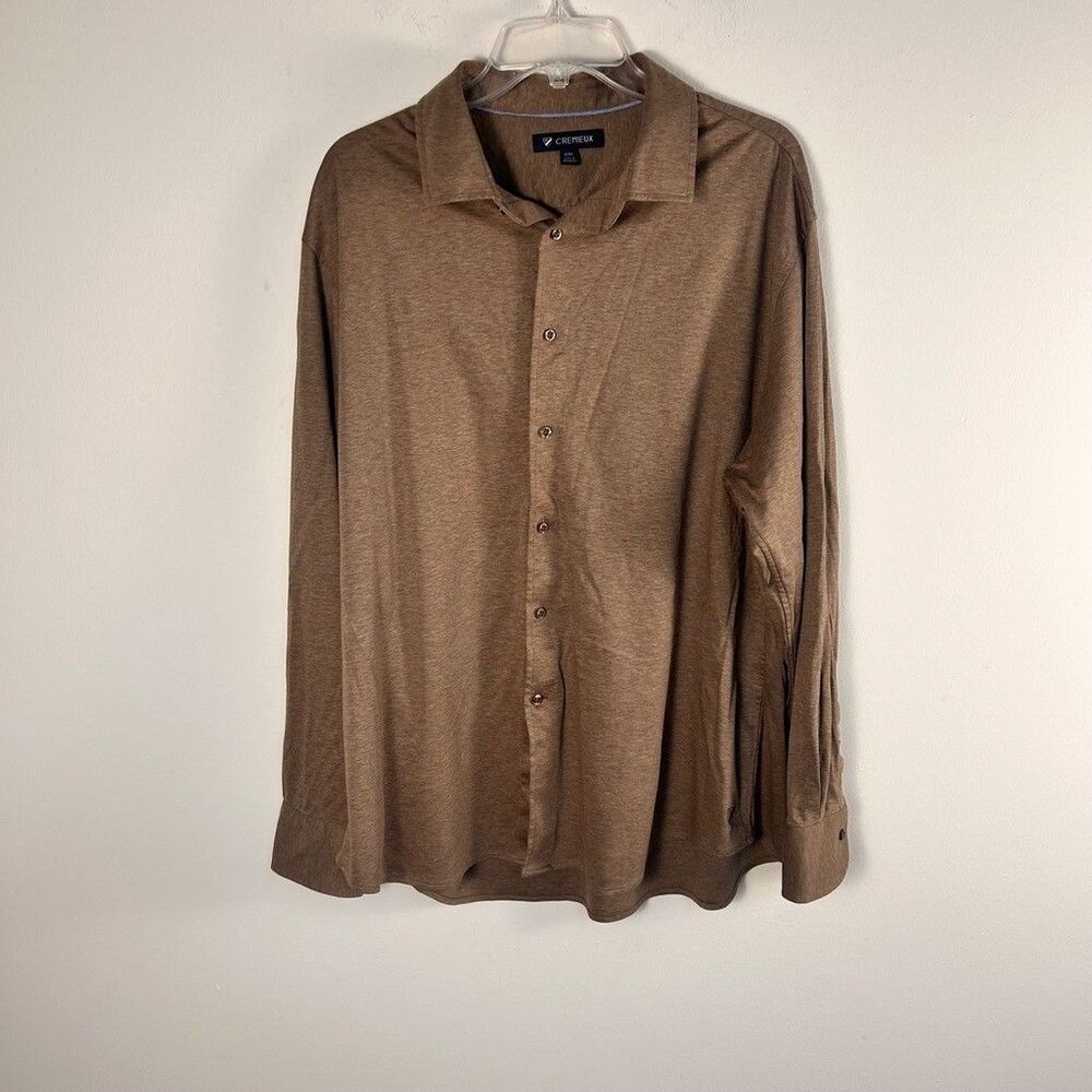 Cremieux Shirt Mens XXL Brown Cotton Knit Long Sleeve Button Up Casual